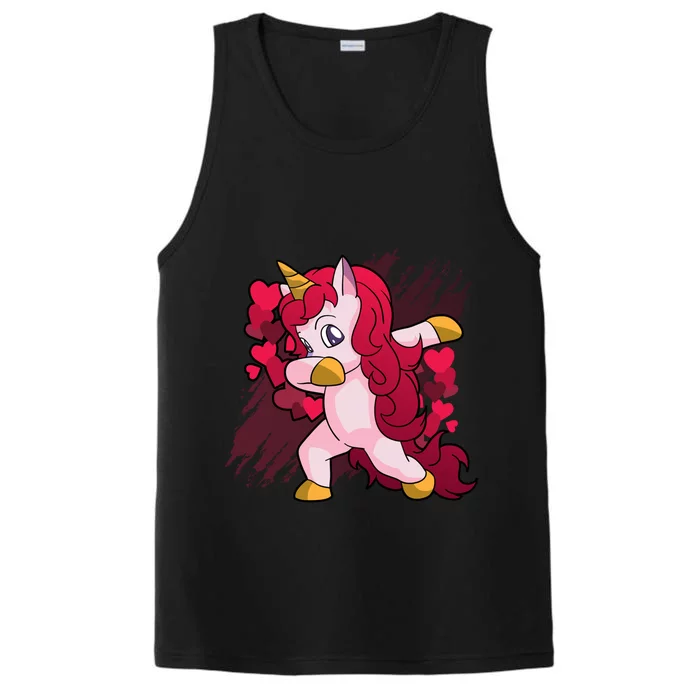 Valentine's Day Dabbing Unicorn Funny Valentines Gift Performance Tank