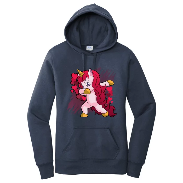 Valentine's Day Dabbing Unicorn Funny Valentines Gift Women's Pullover Hoodie