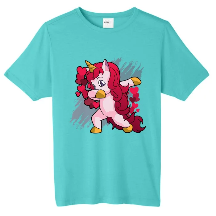 Valentine's Day Dabbing Unicorn Funny Valentines Gift ChromaSoft Performance T-Shirt