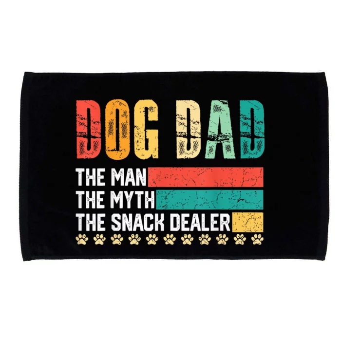 Vintage Dog Dad Dog Father The Man Myth Snack Dealer Paw Fathers Day Microfiber Hand Towel