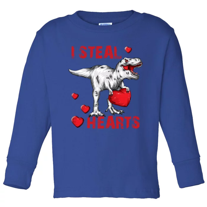 Valentines Day Dinosaur I Steal Hearts Great Gift Toddler Long Sleeve Shirt