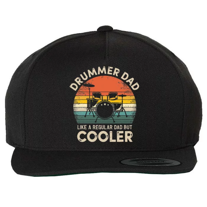 Vintage Drummer Dad Like A Regular Retro Drums Dad Wool Snapback Cap