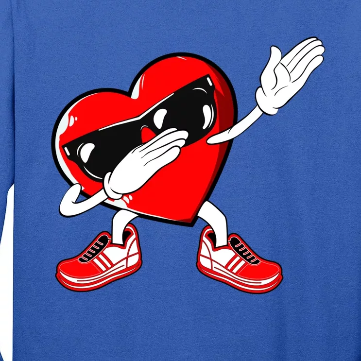 Valentines Day Dabbing Heart Funny Gift Tall Long Sleeve T-Shirt