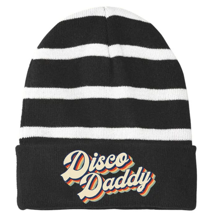 Vintage Disco Daddy Retro Matching 60S 70s Striped Beanie with Solid Band