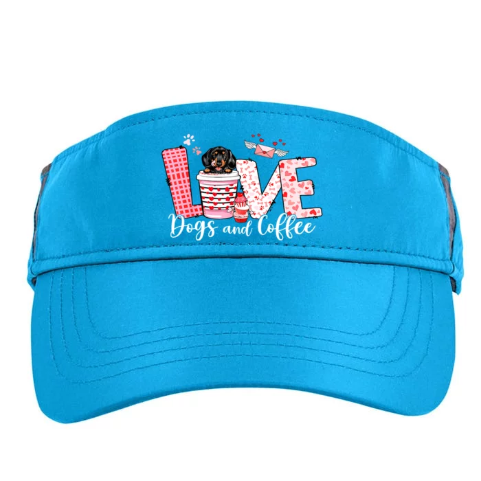 Valentines Day Dachshund Dog Coffee Lover Dog Mom Gift Adult Drive Performance Visor