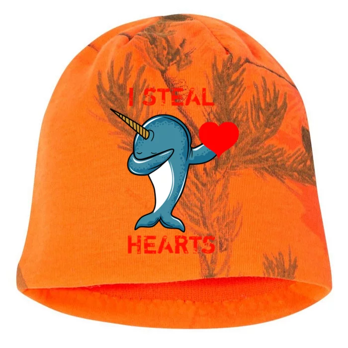 Valentines Day Dabbing Narwhal I Steal Hearts Dance Gift Kati - Camo Knit Beanie