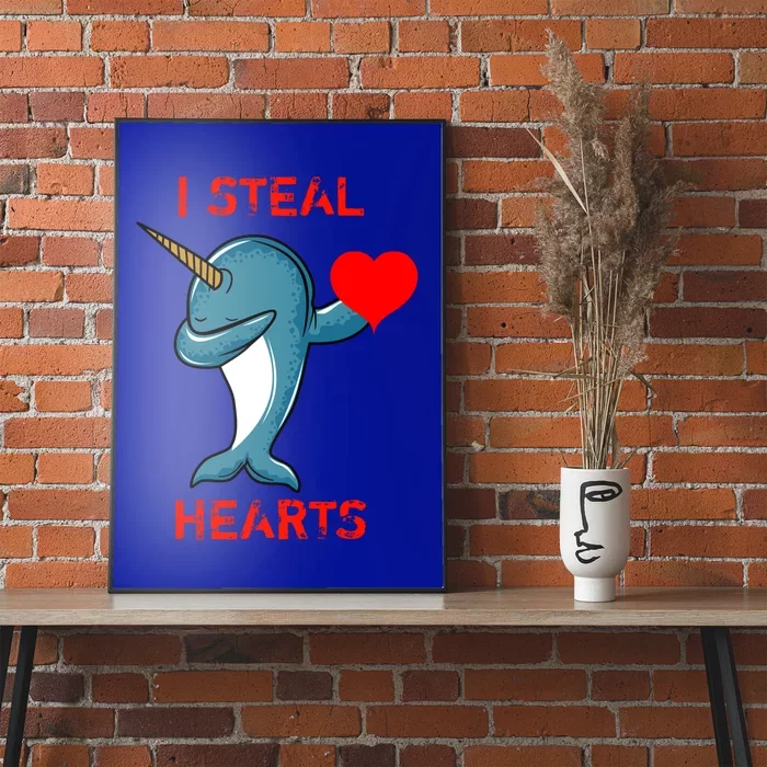 Valentines Day Dabbing Narwhal I Steal Hearts Dance Gift Poster