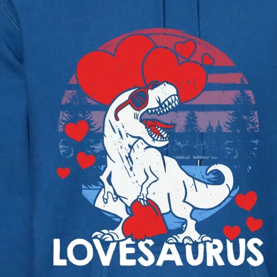 Valentines Day Dinosaur Lovesaurus Hearts Teens Gift Premium Hoodie