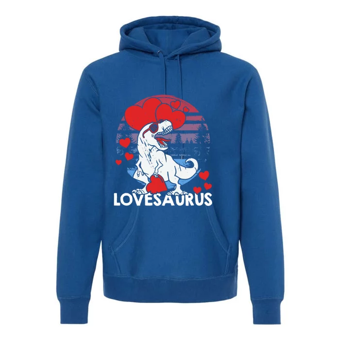 Valentines Day Dinosaur Lovesaurus Hearts Teens Gift Premium Hoodie