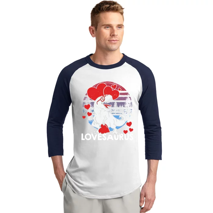 Valentines Day Dinosaur Lovesaurus Hearts Teens Gift Baseball Sleeve Shirt