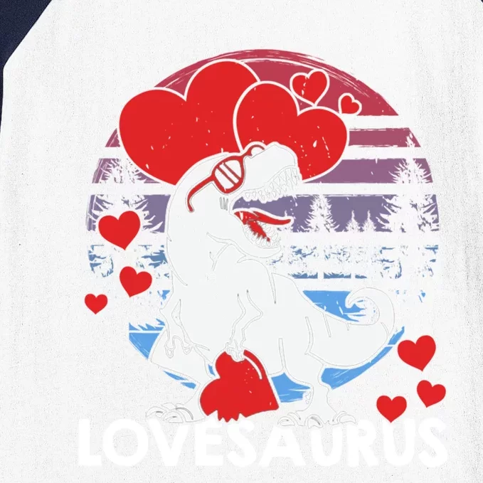 Valentines Day Dinosaur Lovesaurus Hearts Teens Gift Baseball Sleeve Shirt