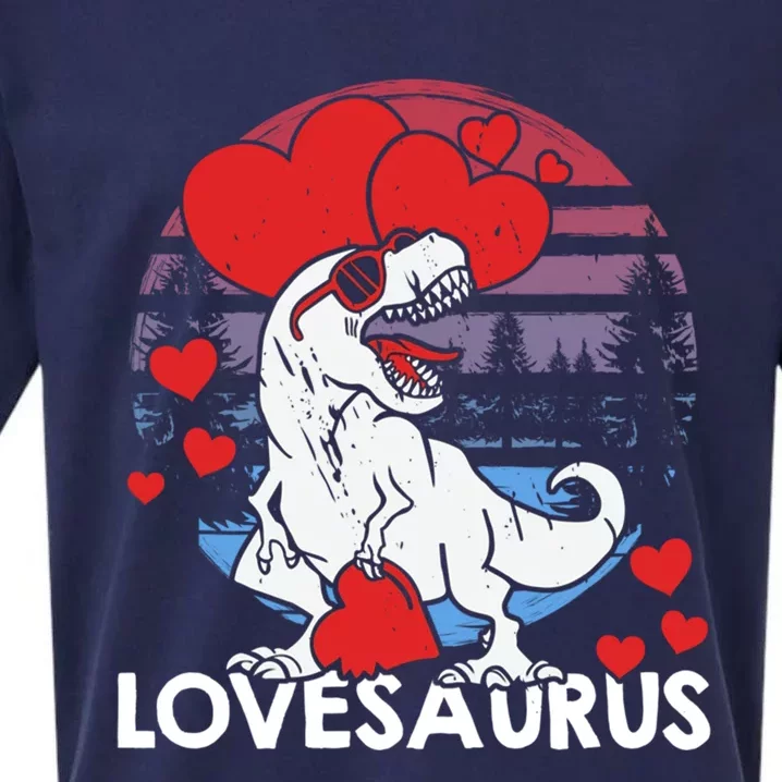 Valentines Day Dinosaur Lovesaurus Hearts Teens Gift Sueded Cloud Jersey T-Shirt