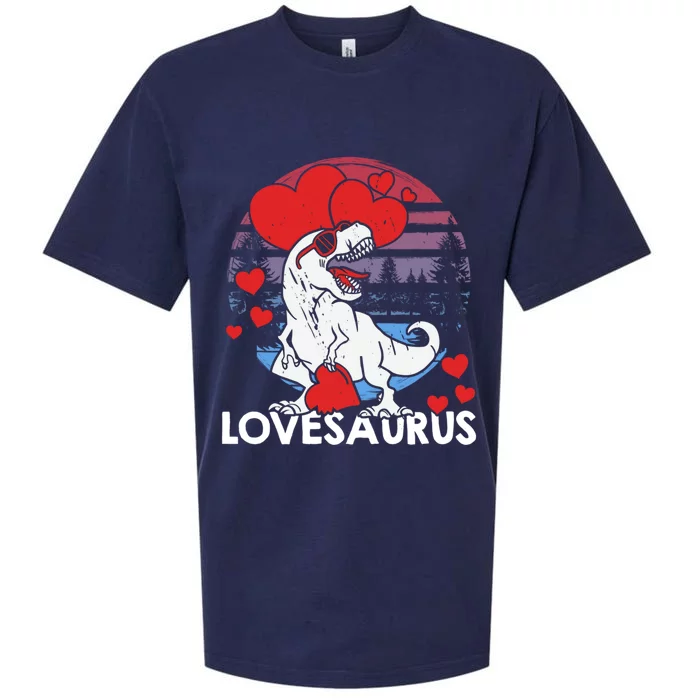 Valentines Day Dinosaur Lovesaurus Hearts Teens Gift Sueded Cloud Jersey T-Shirt