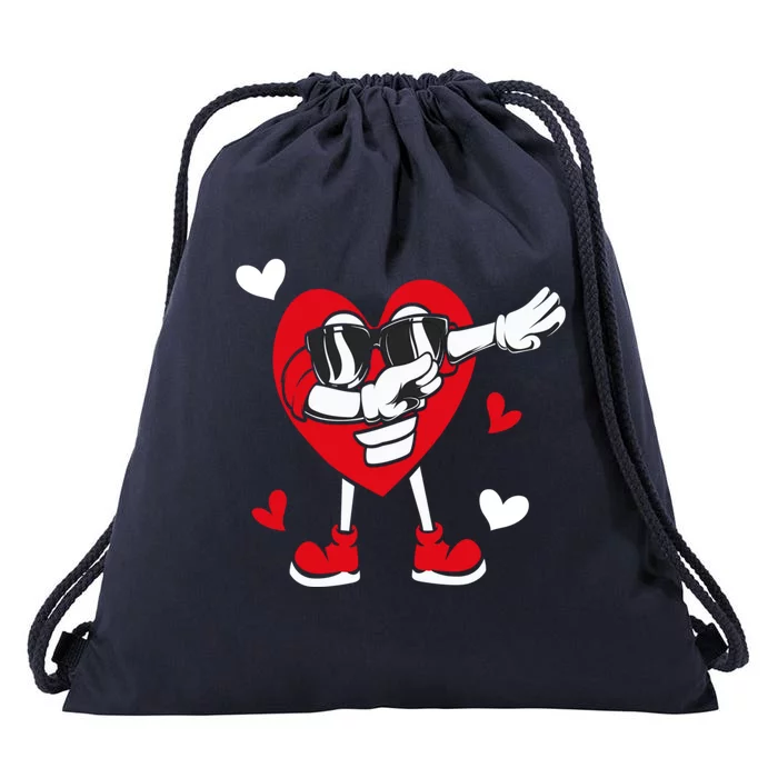 Valentines Day Dabbing Heart Love Funny Dab Dance Cool Gift Drawstring Bag