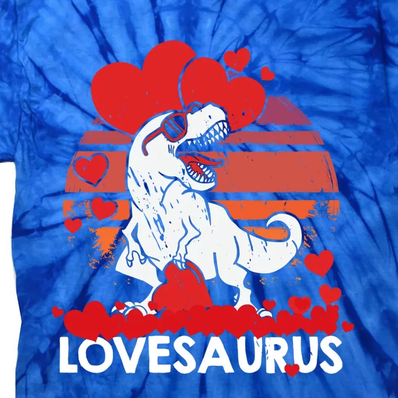 Valentines Day Dinosaur Lovesaurus Hearts Teens Funny Gift Tie-Dye T-Shirt