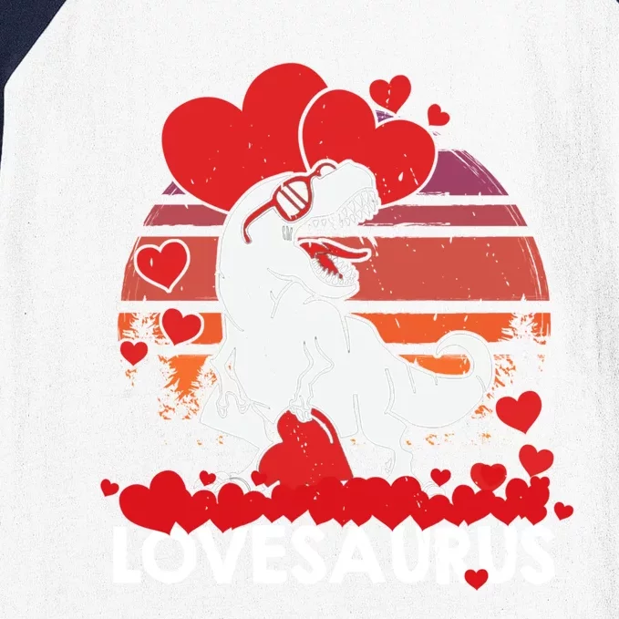 Valentines Day Dinosaur Lovesaurus Hearts Teens Funny Gift Baseball Sleeve Shirt