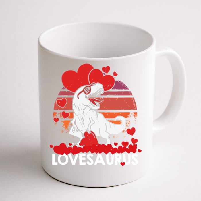 Valentines Day Dinosaur Lovesaurus Hearts Teens Funny Gift Front & Back Coffee Mug