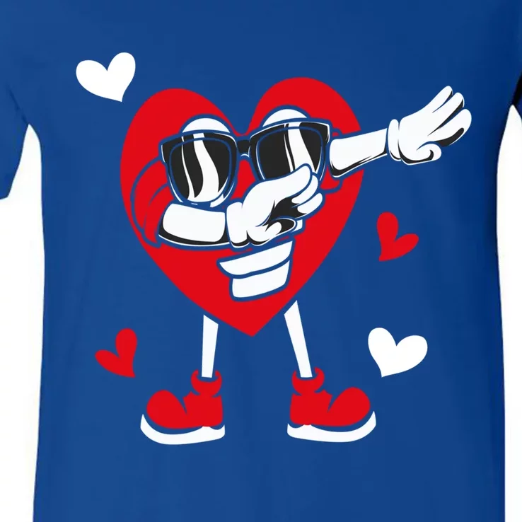 Valentines Day Dabbing Heart Love Funny Dab Dance Gift V-Neck T-Shirt