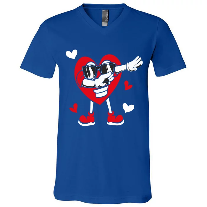 Valentines Day Dabbing Heart Love Funny Dab Dance Gift V-Neck T-Shirt