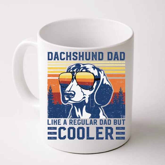 Vintage Dachshund Dad Like A Regular Dad But Cooler Funny Front & Back Coffee Mug