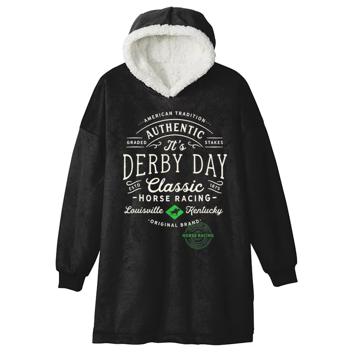 Vintage Derby Day Louisville Kentucky Horse Racing Hooded Wearable Blanket