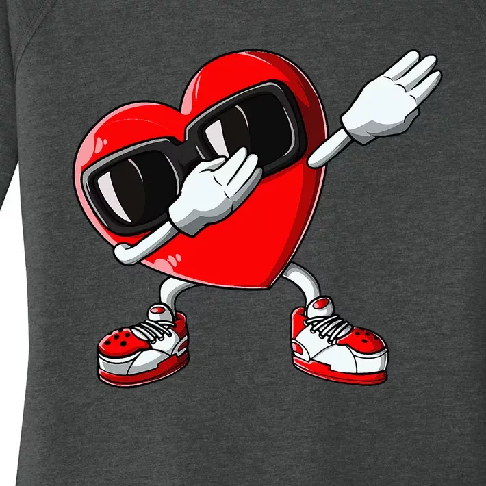 Valentines Day Dabbing Heart Love Dab Dance Funny Women's Perfect Tri Tunic Long Sleeve Shirt