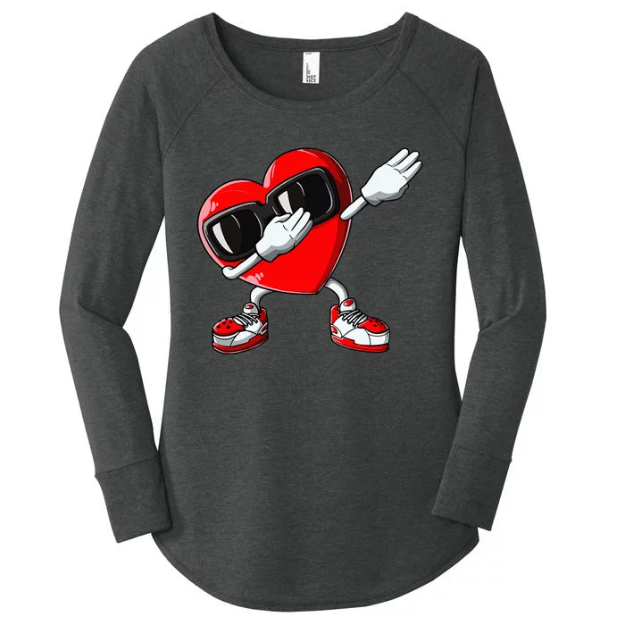 Valentines Day Dabbing Heart Love Dab Dance Funny Women's Perfect Tri Tunic Long Sleeve Shirt