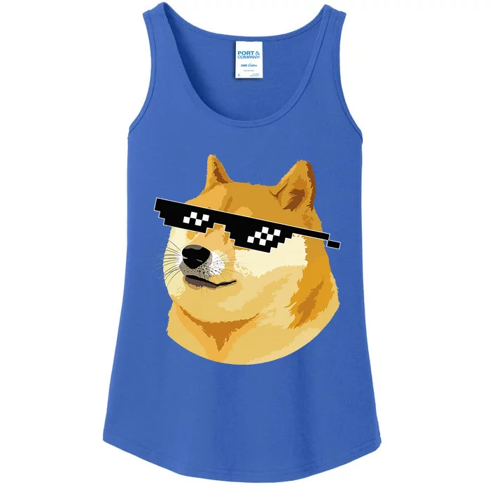 Vintage Doge Dogecoin Shiba Inu Coin Token Ladies Essential Tank