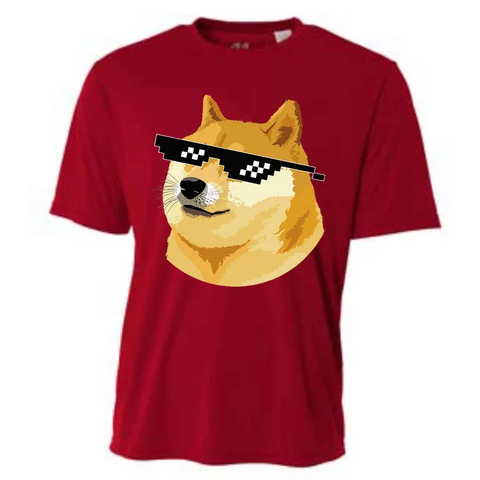 Vintage Doge Dogecoin Shiba Inu Coin Token Cooling Performance Crew T-Shirt