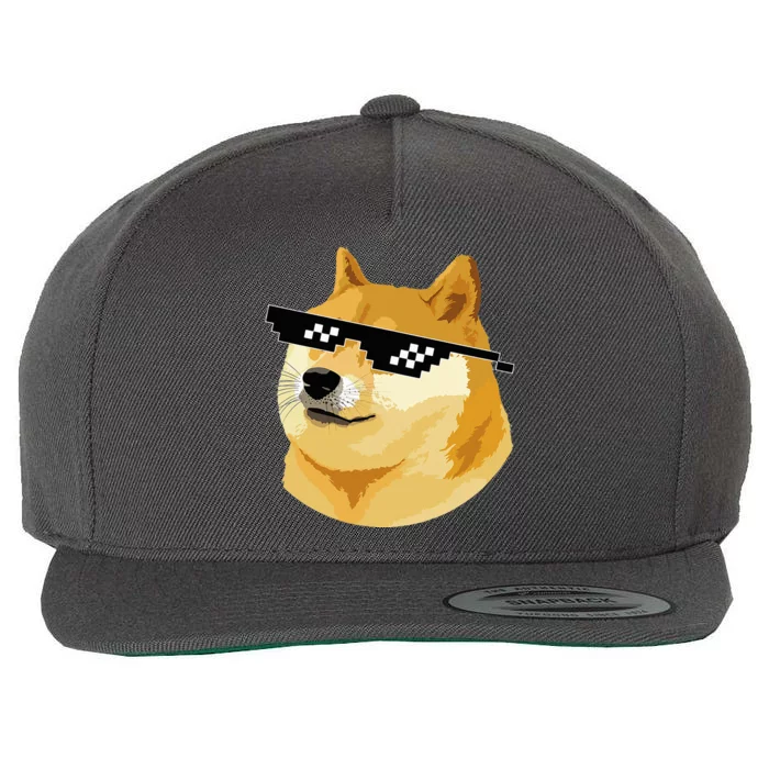 Vintage Doge Dogecoin Shiba Inu Coin Token Wool Snapback Cap