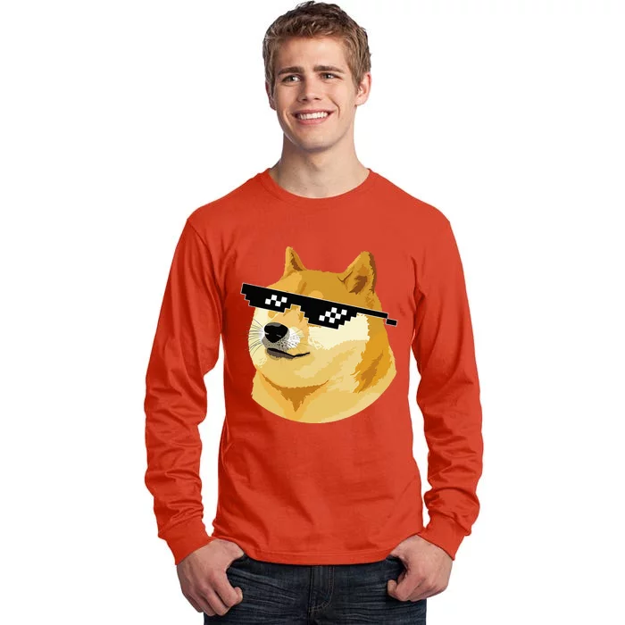 Vintage Doge Dogecoin Shiba Inu Coin Token Tall Long Sleeve T-Shirt