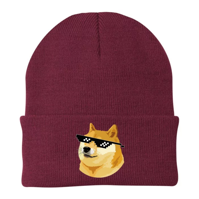 Vintage Doge Dogecoin Shiba Inu Coin Token Knit Cap Winter Beanie