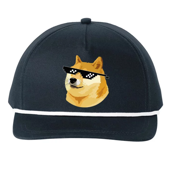 Vintage Doge Dogecoin Shiba Inu Coin Token Snapback Five-Panel Rope Hat