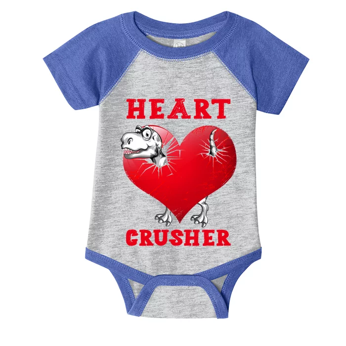 Valentines Day Dinosaur T Rex Crusher Heart Cute Gift Infant Baby Jersey Bodysuit