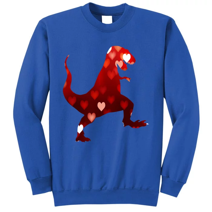 Valentines Day Dinosaur T Rex Hearts Gift Tall Sweatshirt