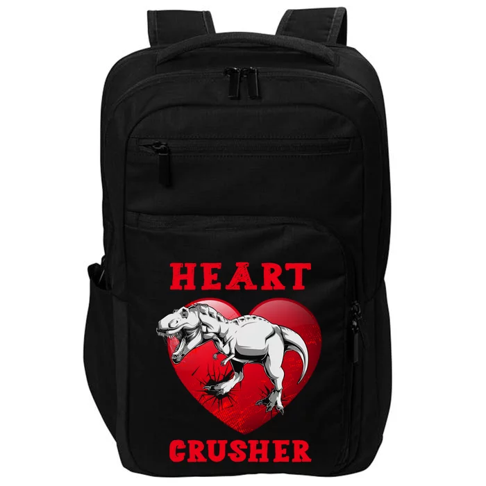 Valentines Day Dinosaur T Rex Crusher Heart Funny Gift Impact Tech Backpack