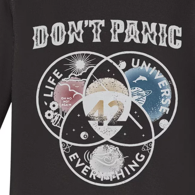 Venn Diagram DonT Panic Life The Universe And Everything 42 Baby Long Sleeve Bodysuit