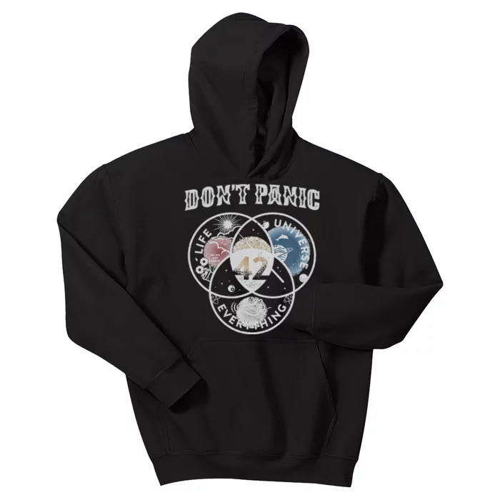 Venn Diagram DonT Panic Life The Universe And Everything 42 Kids Hoodie