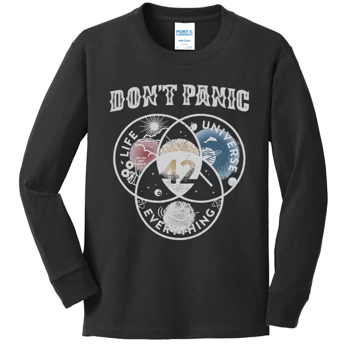 Venn Diagram DonT Panic Life The Universe And Everything 42 Kids Long Sleeve Shirt