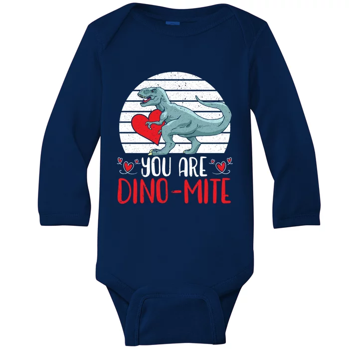 Valentines Day Dinosaur Tcool Giftrex Hearts Day Cupid Gift Baby Long Sleeve Bodysuit