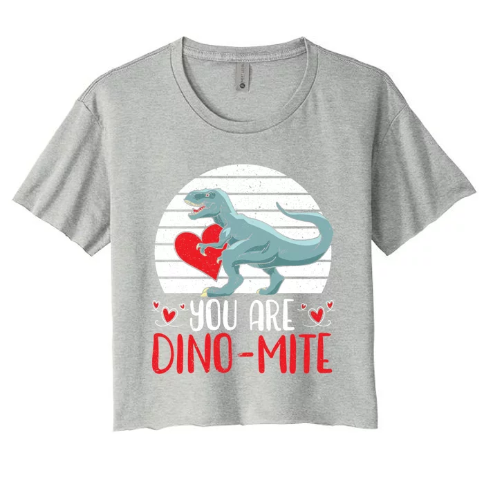 Valentines Day Dinosaur Tcool Giftrex Hearts Day Cupid Gift Women's Crop Top Tee