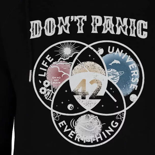 Venn Diagram DonT Panic Life The Universe And Everything 42 Womens Funnel Neck Pullover Hood