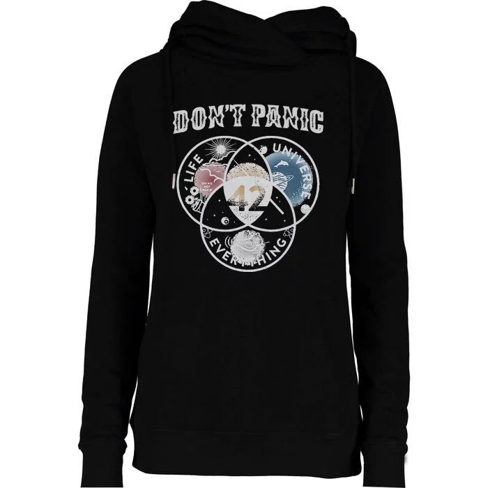 Venn Diagram DonT Panic Life The Universe And Everything 42 Womens Funnel Neck Pullover Hood