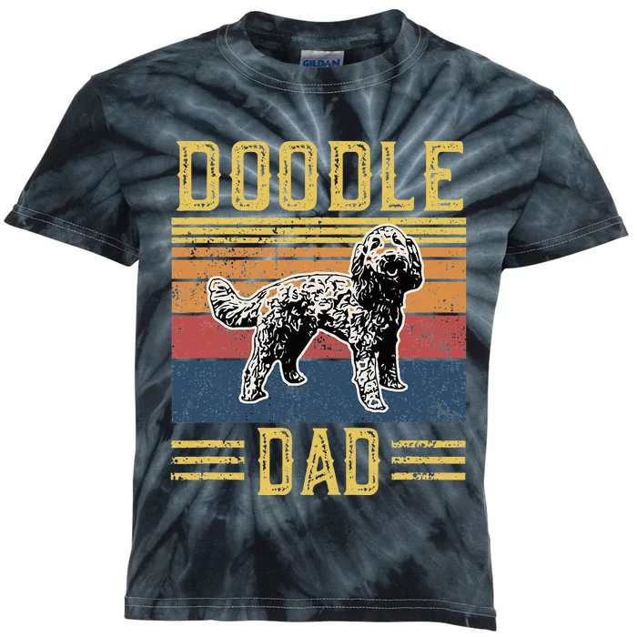 Vintage Doodle Dad Father Aussie Doodle & Goldendoodle Kids Tie-Dye T-Shirt