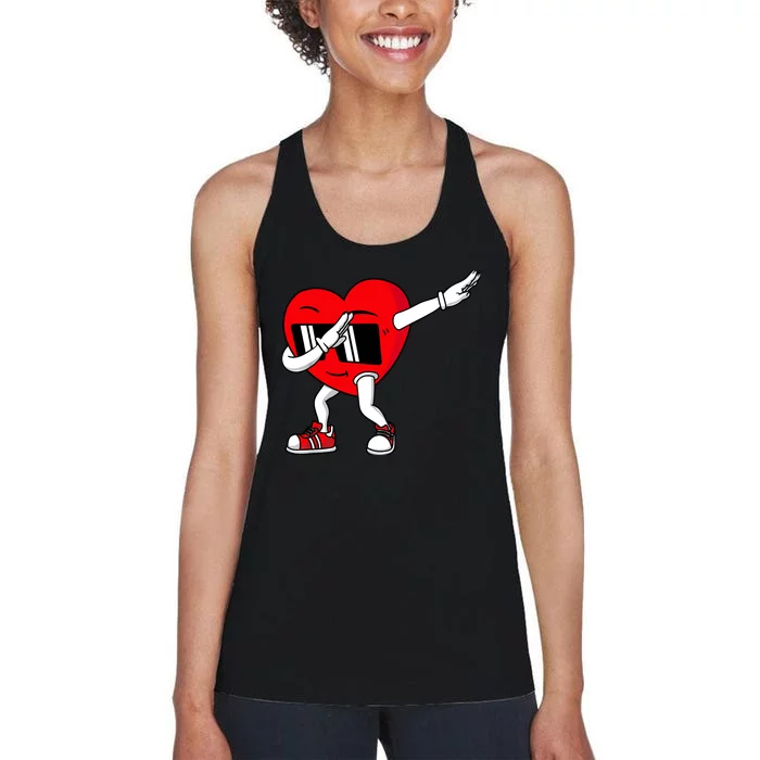 Valentines Day Dabbing Heart Funny Boy Girl Women's Racerback Tank