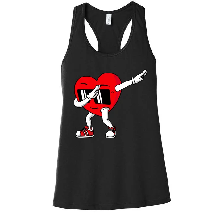 Valentines Day Dabbing Heart Funny Boy Girl Women's Racerback Tank