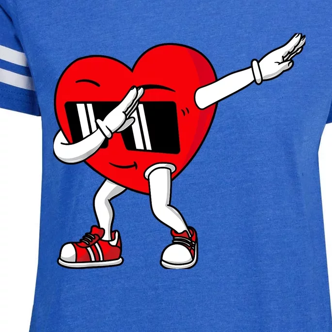 Valentines Day Dabbing Heart Funny Boy Girl Enza Ladies Jersey Football T-Shirt