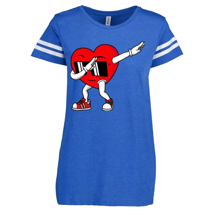 Valentines Day Dabbing Heart Funny Boy Girl Enza Ladies Jersey Football T-Shirt