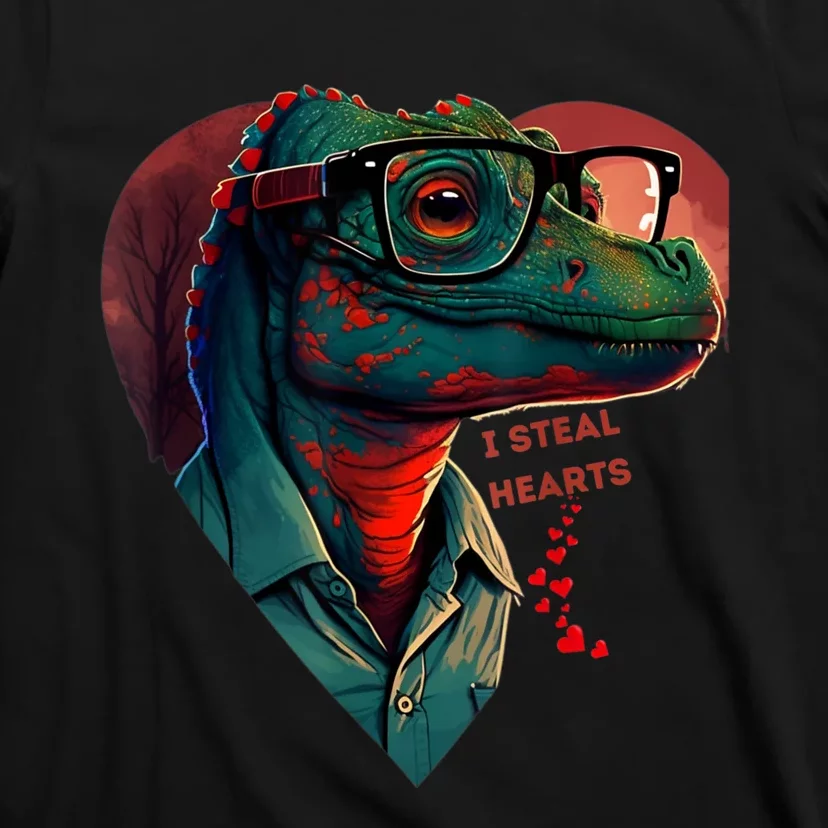 Valentines Day Dinosaur I Steal Hearts T-Shirt