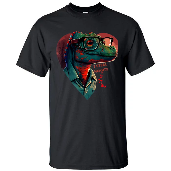 Valentines Day Dinosaur I Steal Hearts Tall T-Shirt